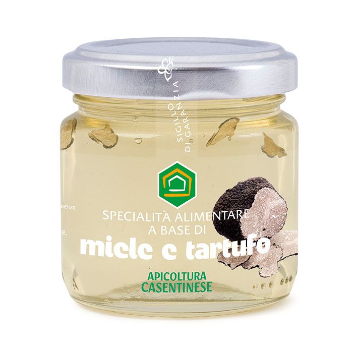 Glas med Apicoltura Casentines trøffelhonning, fra Italien