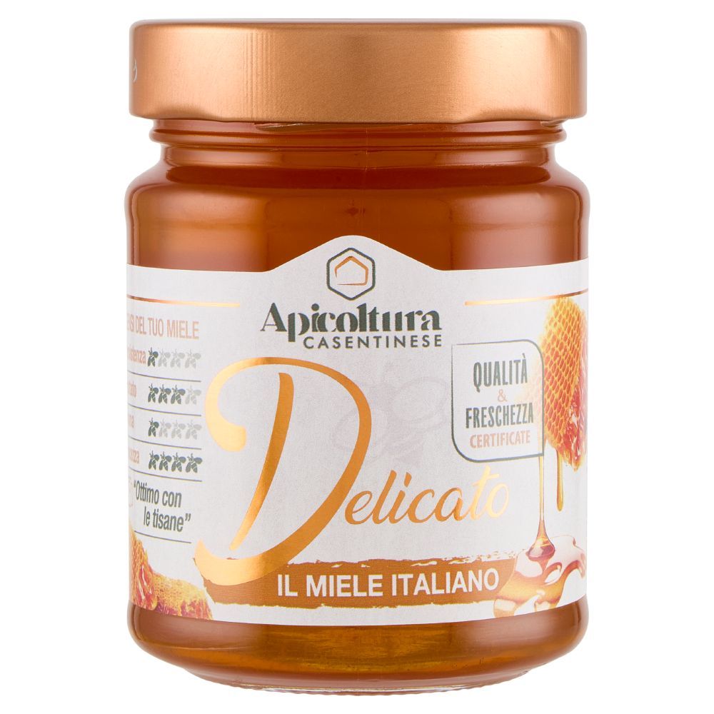 Glas med Apicolture Casentinese Delicato Honning, fra Italien.