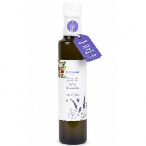 Flaske med Æblecidereddike med økologisk lavendelhonning fra Alemany