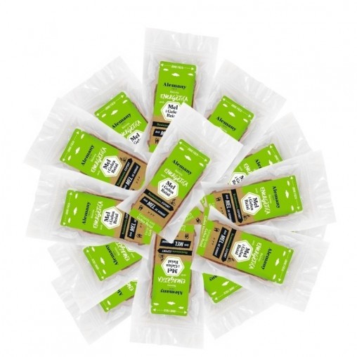 Alemany 100 % naturlig energibarer med honning, pollen, nødder og ingefær. 