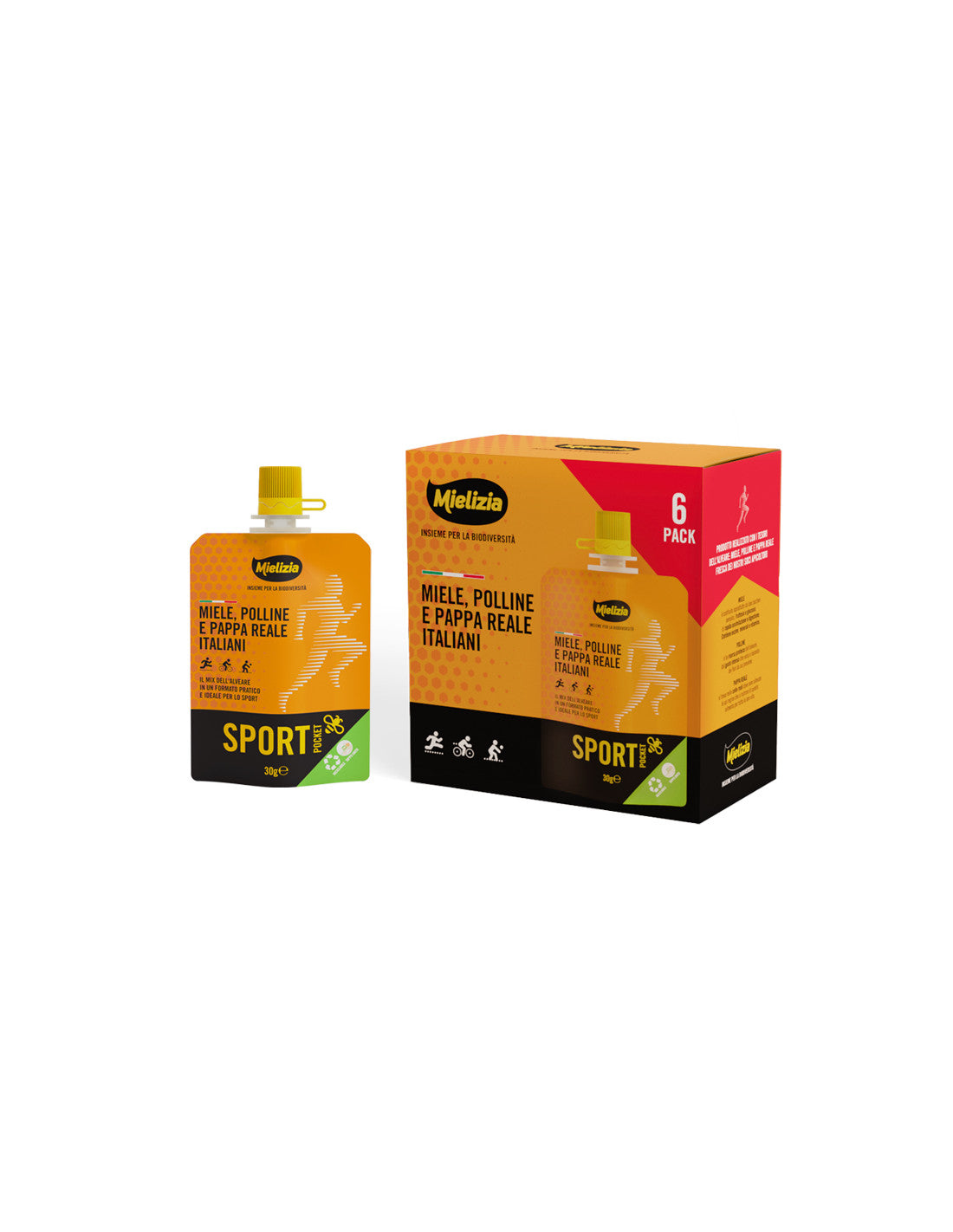 Mielizia sachets og kasse,  med honning sports energi drik, Italien